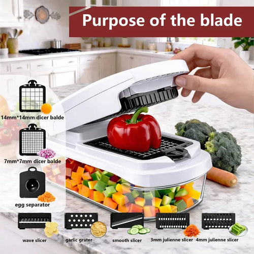 49% OFF This Week Promotions🥕🥕15-in-1 Vegetable Chopper- Multifunctional Food Chopper,Professional Onion Chopper with 8 Blades✨